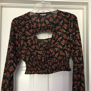 Fashion Union Cropped long sleeve black Size 4